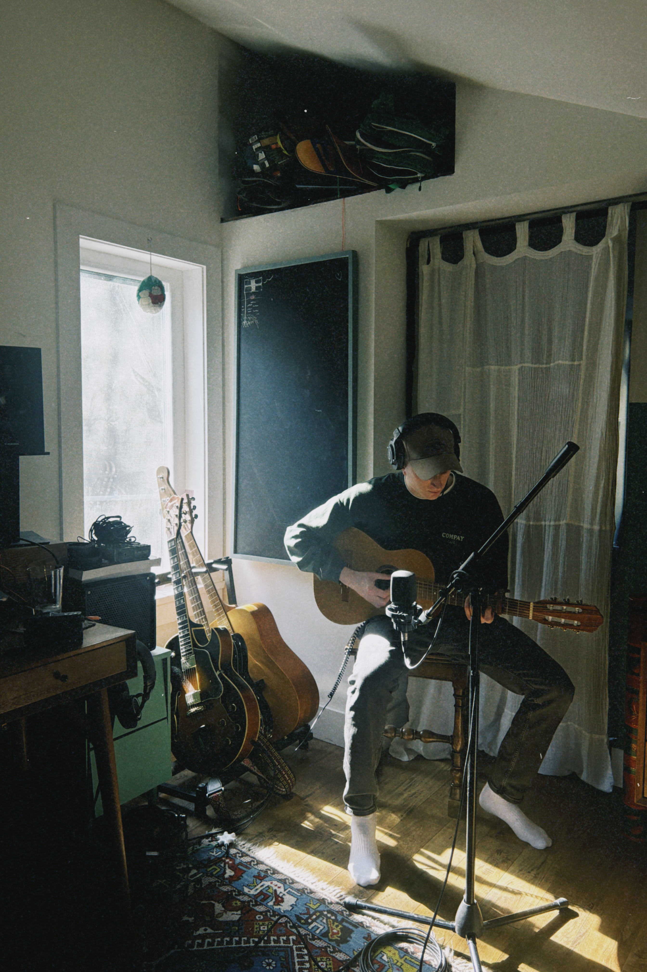 David Berg recording in his studio